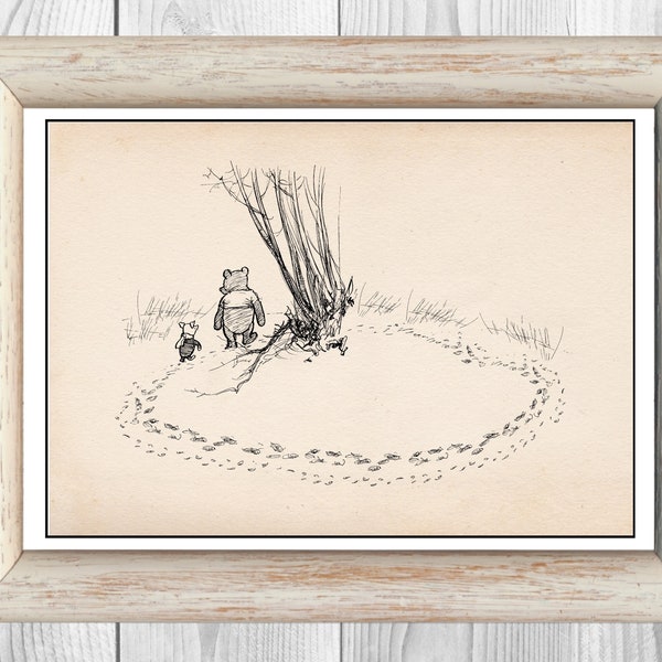 Winnie the Pooh and Piglet Vintage Classic Poster Nursery Print Instant Digital Download