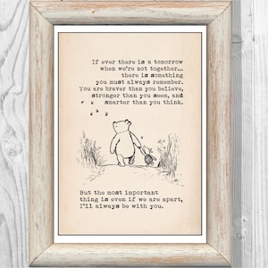 If ever there is a tomorrow when we&#39;re not together... Winnie the Pooh Quote Classic Poster Nursery Print Instant Digital Download