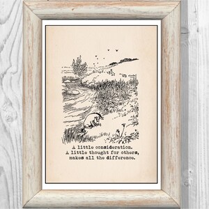 Een beetje overweging een beetje gedacht... Winnie de Poeh citeer klassieke poster kwekerij print Instant digitale download