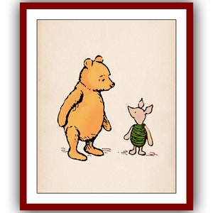 Winnie the Pooh and Piglet Winnie the Pooh Poster Color Vintage Classic Poster Nursery Printable Instant Digital Download