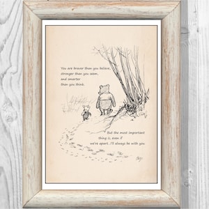 Du bist mutiger, als du glaubst... Winnie der Pooh Zitat klassische Poster Kindergarten Druck Instant Digital Download