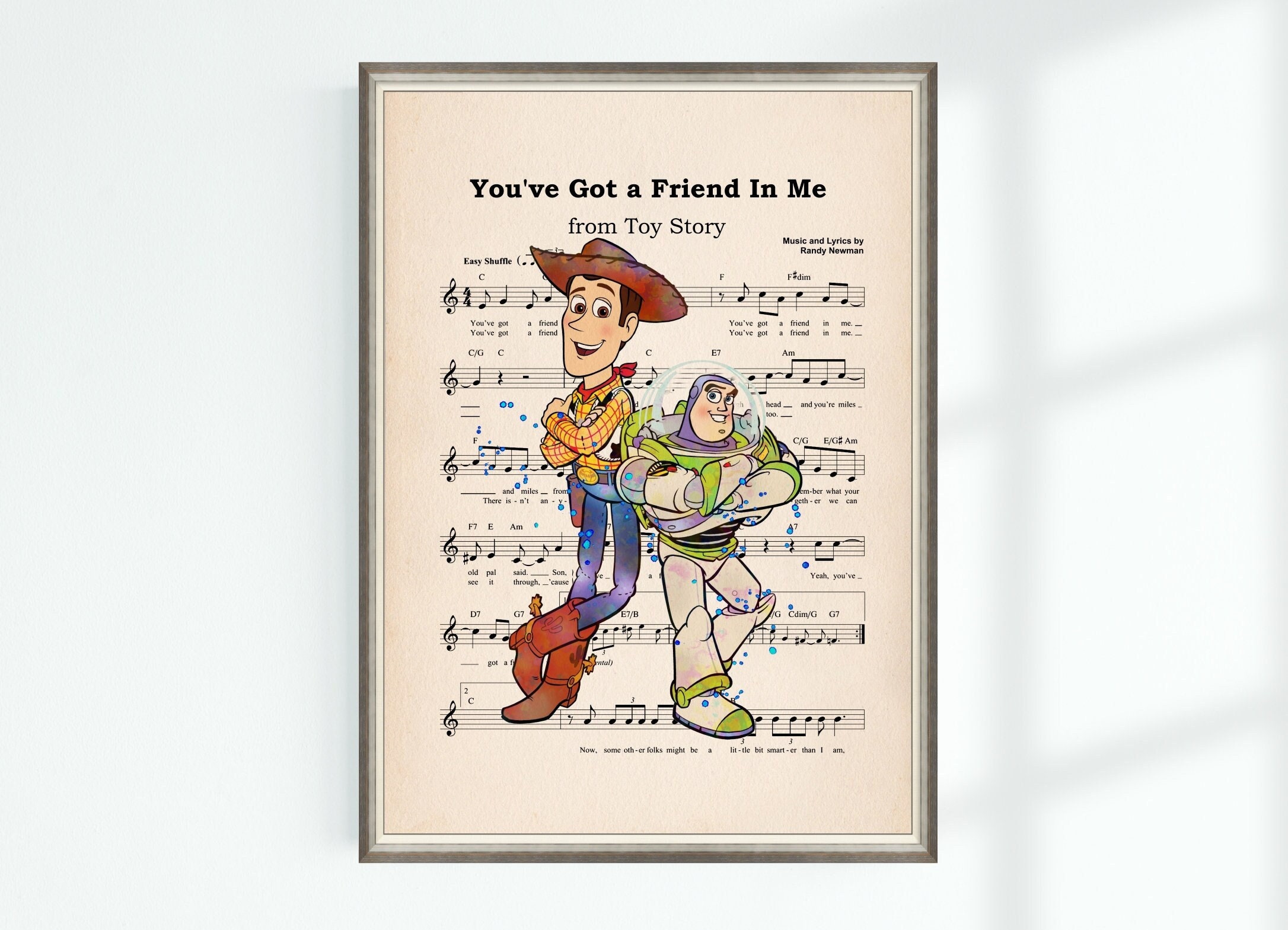 Toy Story Poster Woody und Buzz You've Got a Friend In Me Notenblatt High School Musical Kunstdruck Kinderzimmer Sofortiger digitaler Download