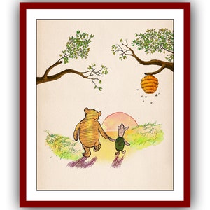 Winnie the Pooh and Piglet Winnie the Pooh Poster Color Vintage Poster Nursery Printable Instant Digital Download