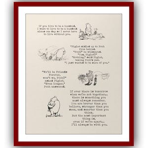 4 Quote Wedding Gift Congratulation Winnie the Pooh Quote Vintage Poster Wall Decor Print 884