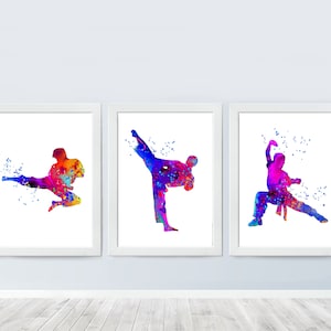 Martial arts Karate Wushu Kung Fu Set of 3  Wall Art Poster Kids Sport Nursery Print  Printable  Instant Digital Download