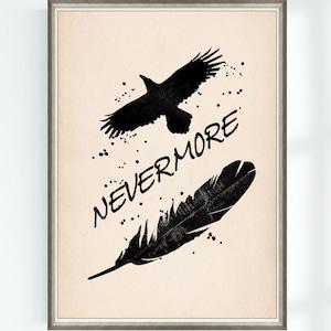 Edgar Allan Poe Poster Der Rabe Gedicht Nevermore Edgar Allan Poe Literatur Klassiker Vintage Druck Sofort download