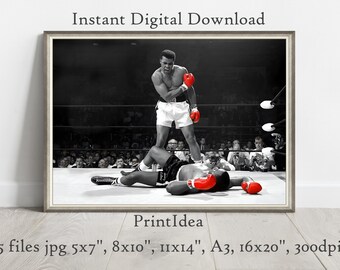 Muhammad Ali and Sonny Liston Boxing Print Legendary Fight High Quality Photo Fight Sport Poster Wall Art Printable Instant Digital Download
