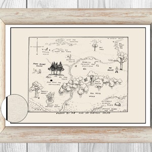 100 Acre Wood Map Poster Winnie the Pooh Hundred Acre Wood Map...Winnie the Pooh  Classic Vintage Poster Wall Decor Print 2