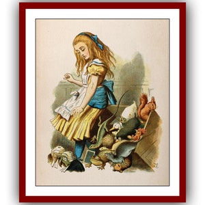 Alice in Wonderland Alice growing tall in court Poster Classic Vintage Print John Tenniel illustrations Nursery Instant Digital Download