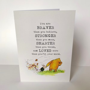 Winnie de Poeh-kaarten met quotes Je bent moediger dan je denkt, sterker dan...slimmer... Winnie de Poeh-kaarten Blanco briefje 2KOPEN + 1 GRATIS