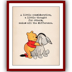 A little consideration a little thought... Winnie the Pooh Quote Poster Color Classic Nursery Printable Instant Digital Download