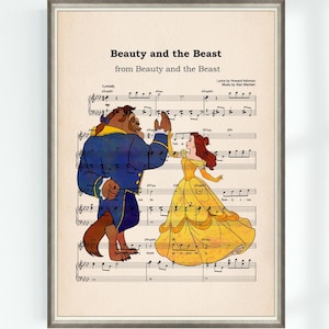 Beauty and the Beast Poster Belle Princess Print Beauty and the Beast Music Sheet Musical Art Print Nursery Instant Digital Download
