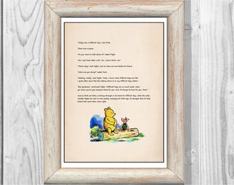Today was a difficult day, said Pooh...Do you want to talk about it? asked Piglet..Winnie the Pooh Quote Color Instant Digital Download