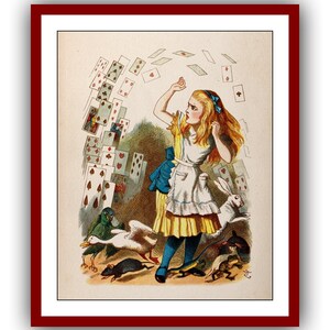 Alicia en el país de las maravillas La lluvia de cartas Cartel Clásico Vintage Impresión John Tenniel ilustraciones Vivero Descarga digital instantánea