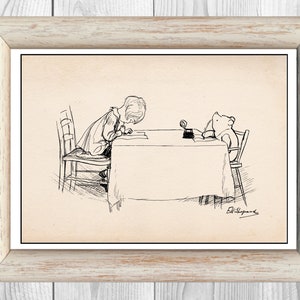 Winnie the Pooh and Christopher Robin Vintage Classic Poster Nursery Print Instant Digital Download