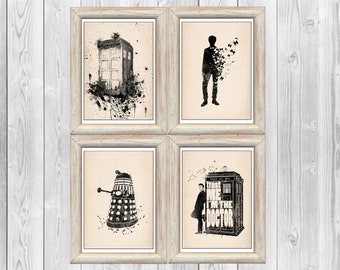 Doctor Who Set von 4 Poster Dalek Tardis Druck Tardis Poster Home Print Wand Dekor Instant Digital Download