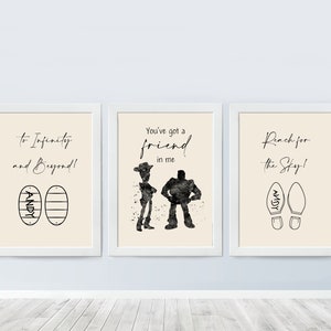 Ensemble de 3 citations Toy Story Woody et Buzz Boots avec Andy Name To Infinity and Beyond Poster Nursery Print Baby Room Decor 540