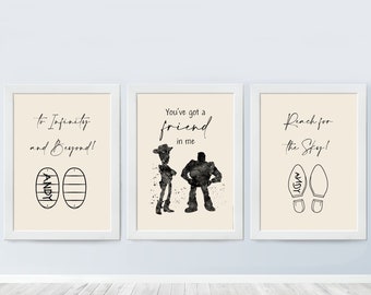 Ensemble de 3 citations Toy Story Woody et Buzz Boots avec Andy Name To Infinity and Beyond Poster Nursery Print Baby Room Decor 540