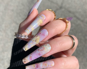 Gold Marble / Press on Nails