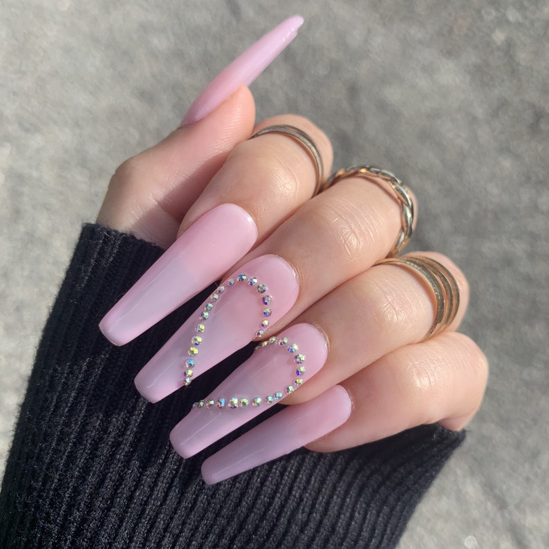 Outlet Discounts Jelly Pink Heart Press On Nails Up To 50 Off Www Maybach Eyewear Com