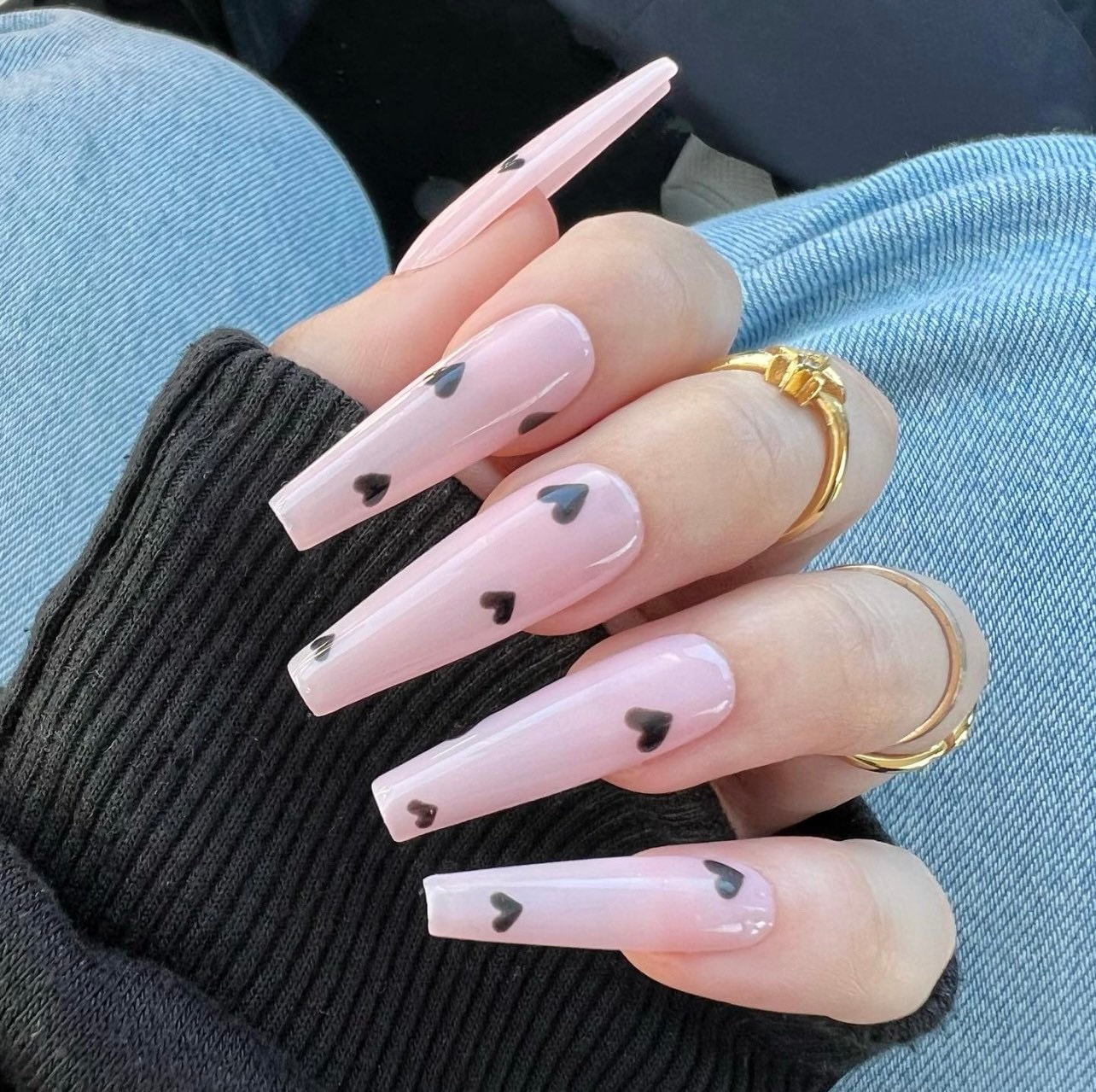 Black Heart / Press on Nails - Etsy Ireland