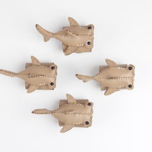 Leather Hammerhead Shark Napkin Rings, Genuine Leather Custom Napkin Rings, Leather table Decor, Shark Art Gift Set of 4