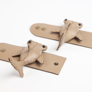 Leather Hammerhead Shark Napkin Rings, Genuine Leather Custom Napkin Rings, Leather table Decor, Shark Art Gift image 4