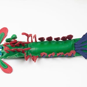 Handmade leather peacock mantis shrimp, Home decoration, collectable, aquatic art, stuffed animal, display art image 2