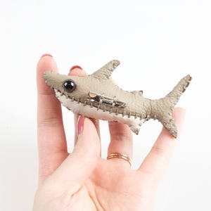 Leather handmade reef shark brooch, leather collectables, fashion brooch image 8