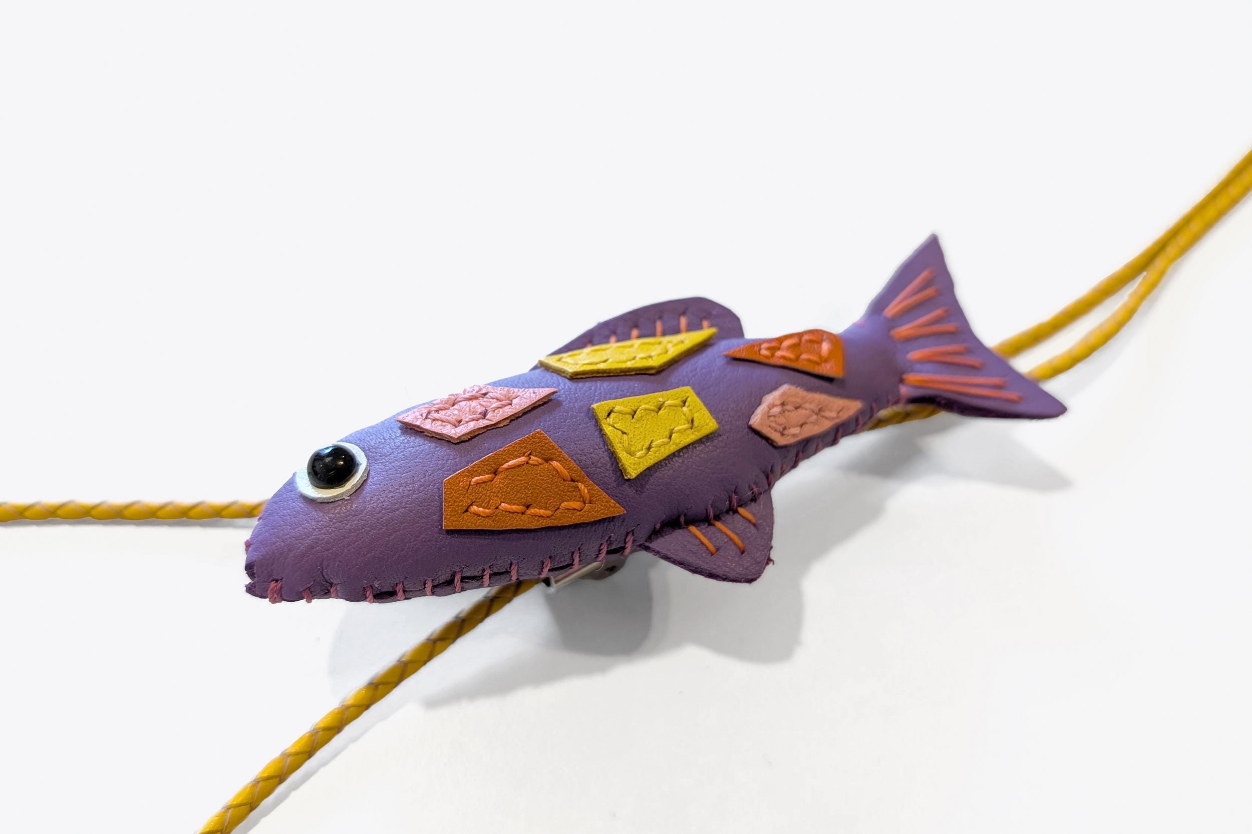 Handmade leather fish bolo tie mix shapes, leather, fashion, stuffed animal, leather craft, collectable, quirky gift