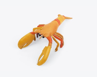 Handmade multi-orange lobster, Home Decoration, collectable, interior, Stuffed Animal, gift idea