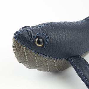 Leather Handmade Blue Whale Art, Leather Craft Whale Figurine, home decoration, stuffed toy, whale toy image 5