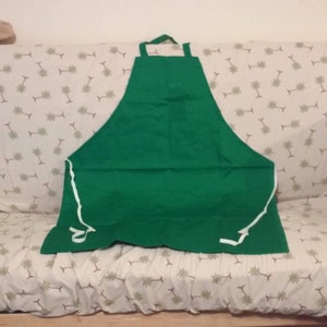 Apron, Bib,Kelly Green, Kitchen, BBQ, Restaurant, Cooking, Crafts, Small Pocket, Retro