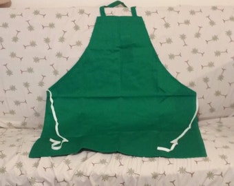Apron, Bib,Kelly Green, Kitchen, BBQ, Restaurant, Cooking, Crafts, Small Pocket, Retro