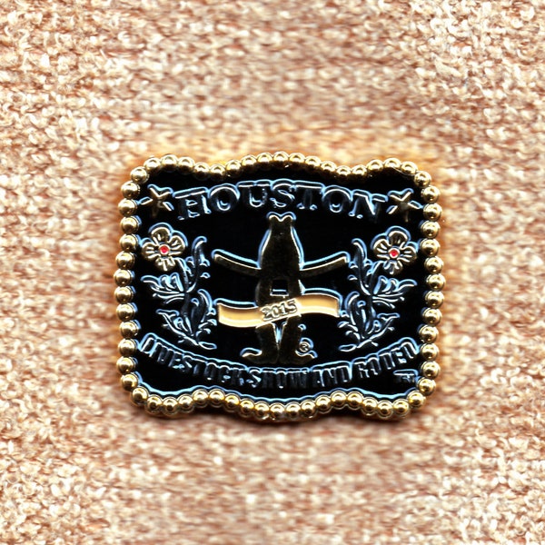 Houston Rodeo HLSR 2015 Annual Buckle Lapel Hat Pin Houston Livestock Show and Rodeo