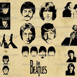 Digitale SVG PNG JPG The Beatles, John Lennon, Paul McCartney, George Harrison, Ringo Starr, sagoma, vettore, clipart, download immediato