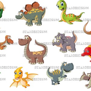 Digital EPS PNG JPG Cartoon dinosaurs, prehistoric animal, clipart, vector, template, instant download