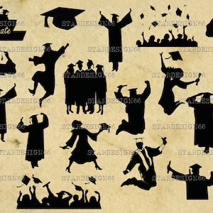 Digitale SVG PNG JPG Laurea, college, università, festa, ragazze, ragazzi, clipart, vettore, silhouette, download istantaneo