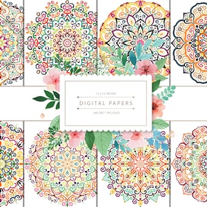 DIGITALE PAPIERE Floral Muster | Graphische Ressourcen zum Ausdrucken, Scrapbook Papiere, Hintergrund Design, Muster Design, sofortiger Download