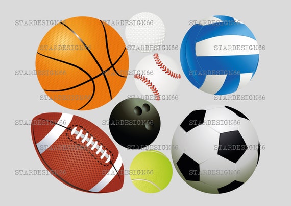 Digital Eps Png Jpg Various Sport Balls Football Tennis Etsy