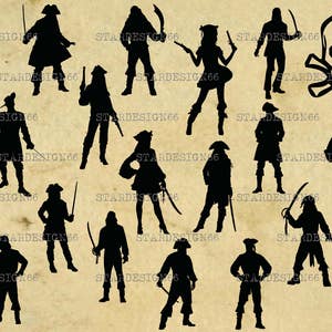 Digitale SVG PNG JPG Pirati, ragazze pirata, teschio e ossa, silhouette, vettore, clipart, download immediato