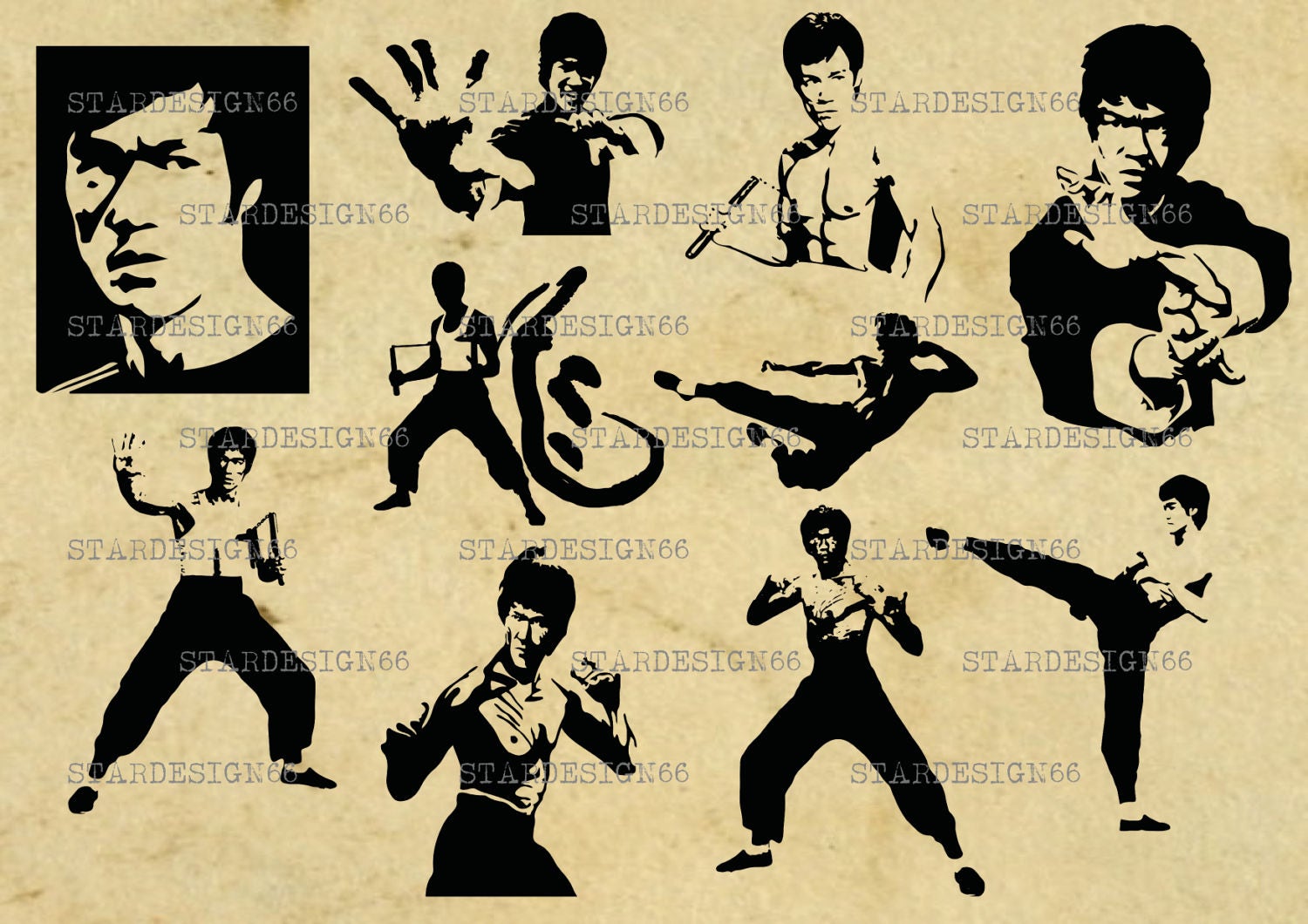 Digital SVG PNG JPG Bruce Lee Silhouette Vector Clipart - Etsy