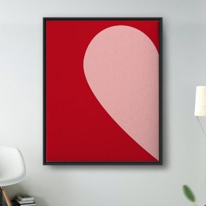 Impresión en lienzo de una pieza con corazón ilustrativo en rosa y rojo
