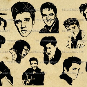 Digitale SVG PNG JPG Elvis Presley, sagoma, vettore, clipart, download istantaneo