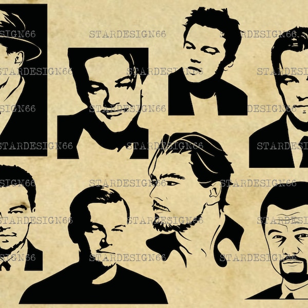 Digitale SVG PNG JPG Leonardo DiCaprio, sagoma, vettore, clipart, download istantaneo