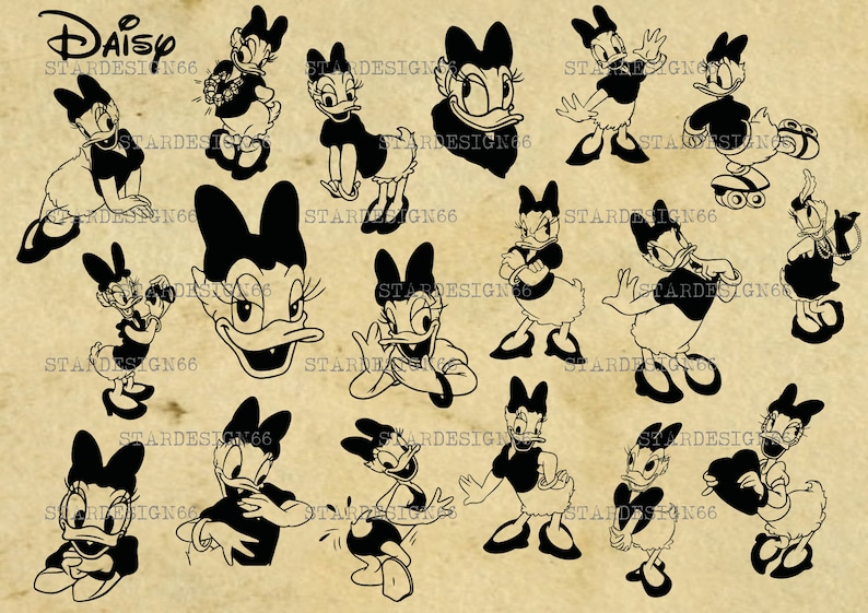 Download Digital SVG PNG JPG Daisy Duck silhouette clipart vector ...