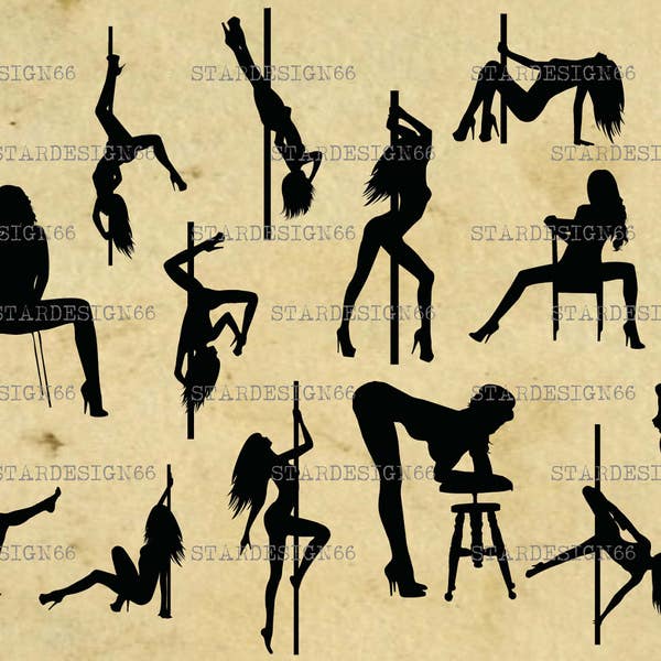 Digitale SVG PNG JPG Spogliarelliste, ballerini di pole, pulcino sexy, ragazze sexy, silhouette, vettore, clipart, download immediato