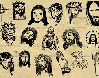 Digitale SVG PNG JPG Gesù, Gesù Cristo, cristiano, croce di chiodi, sagoma, vettore, clipart, download immediato