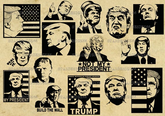 Digital SVG PNG JPG Donald Trump silhouette vector clipart | Etsy