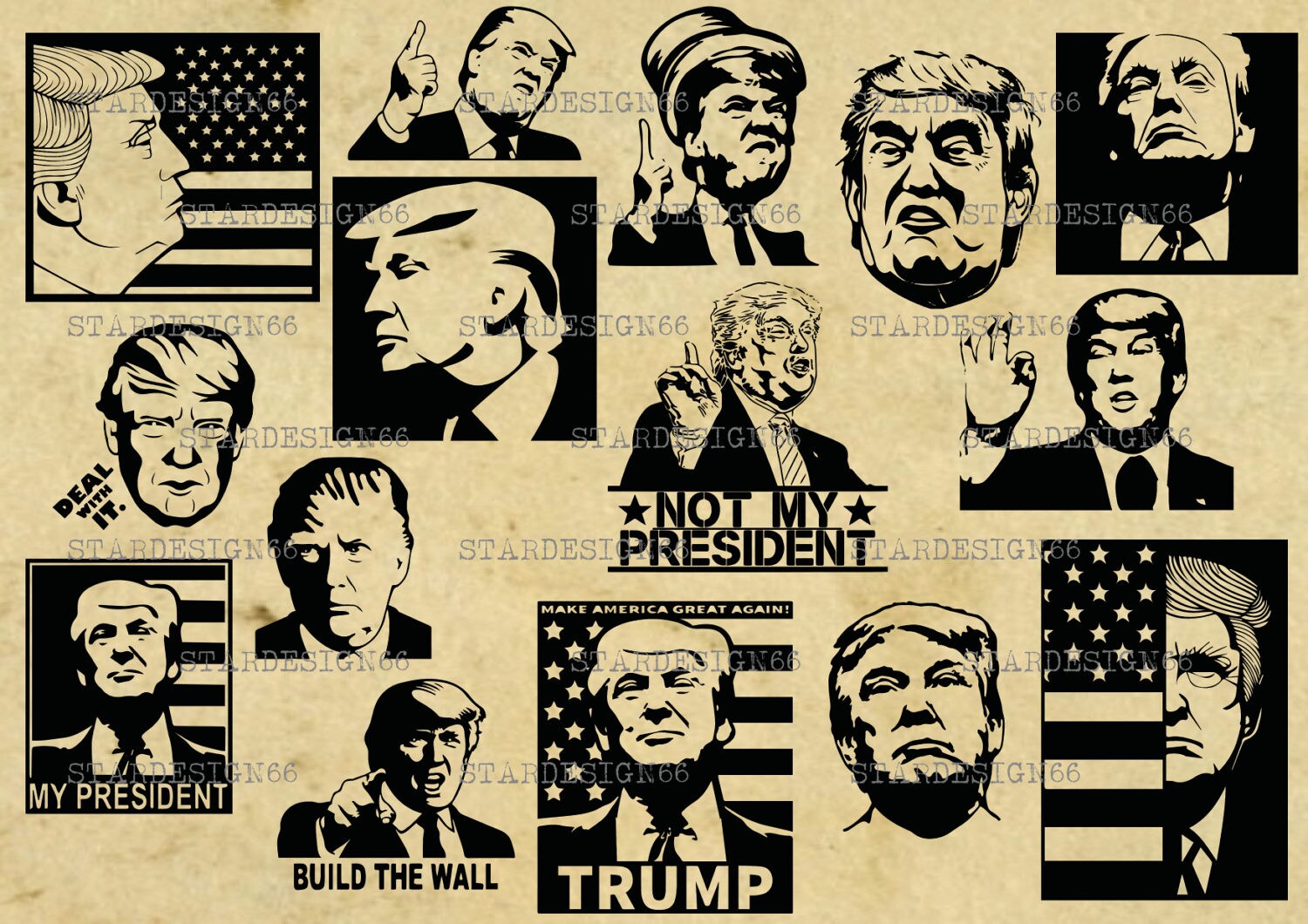 Digital SVG PNG JPG Donald Trump silhouette vector clipart | Etsy